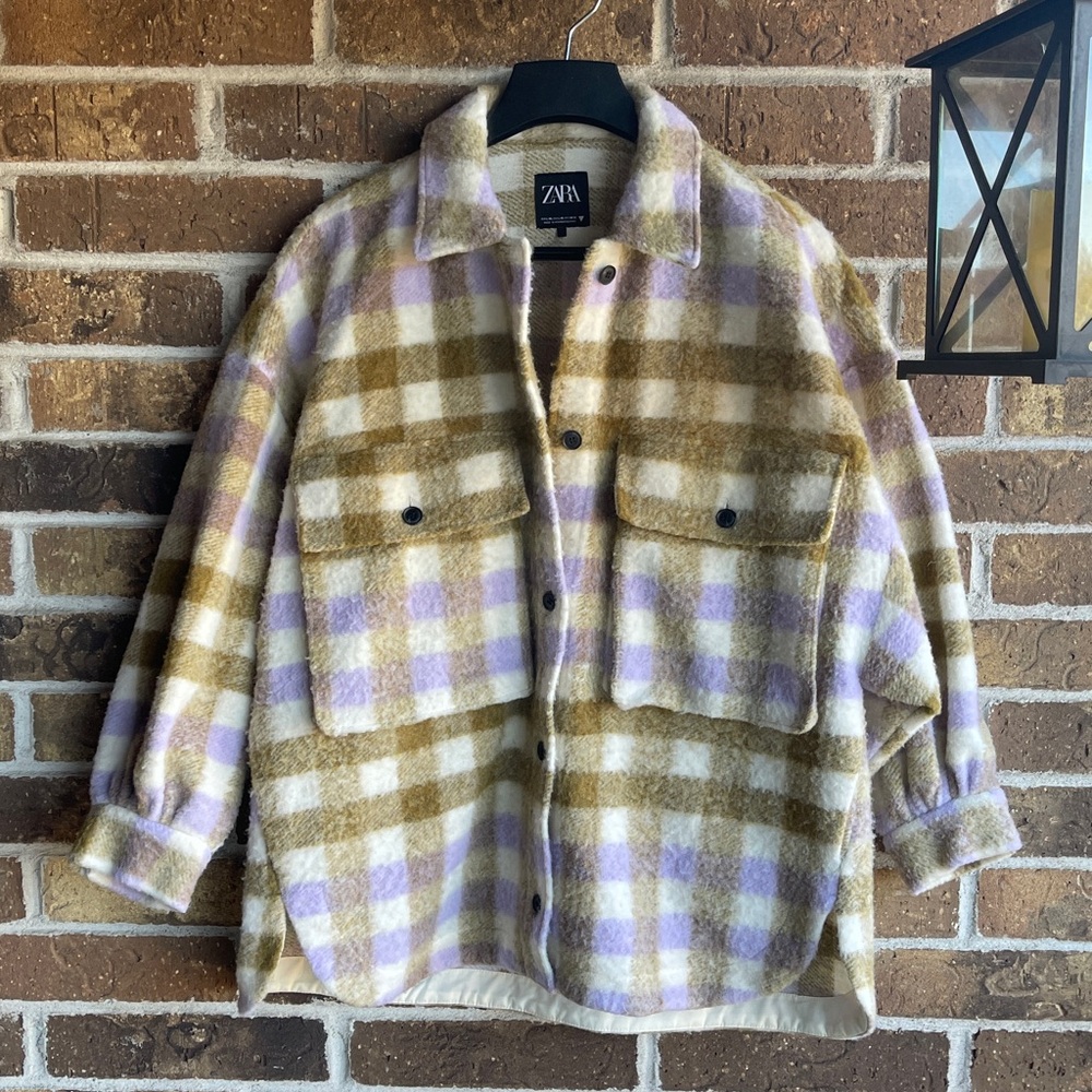 Zara Oversized Plaid Wool Jacket Shacket - Picture 2 of 15